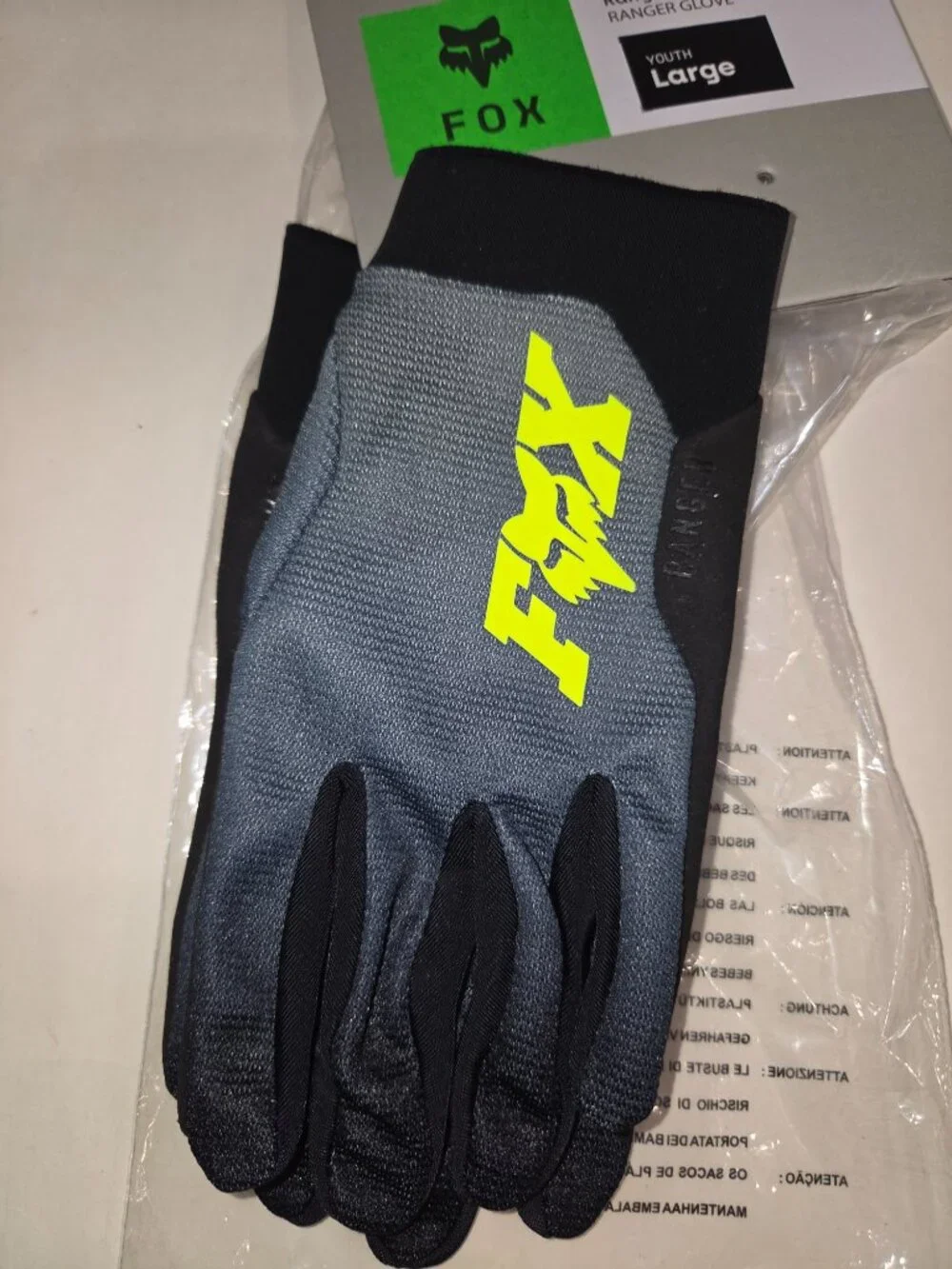 Fox Youth Ranger Full Finger Cycling Glove Size Youth L New w/tags Retail $34.95
